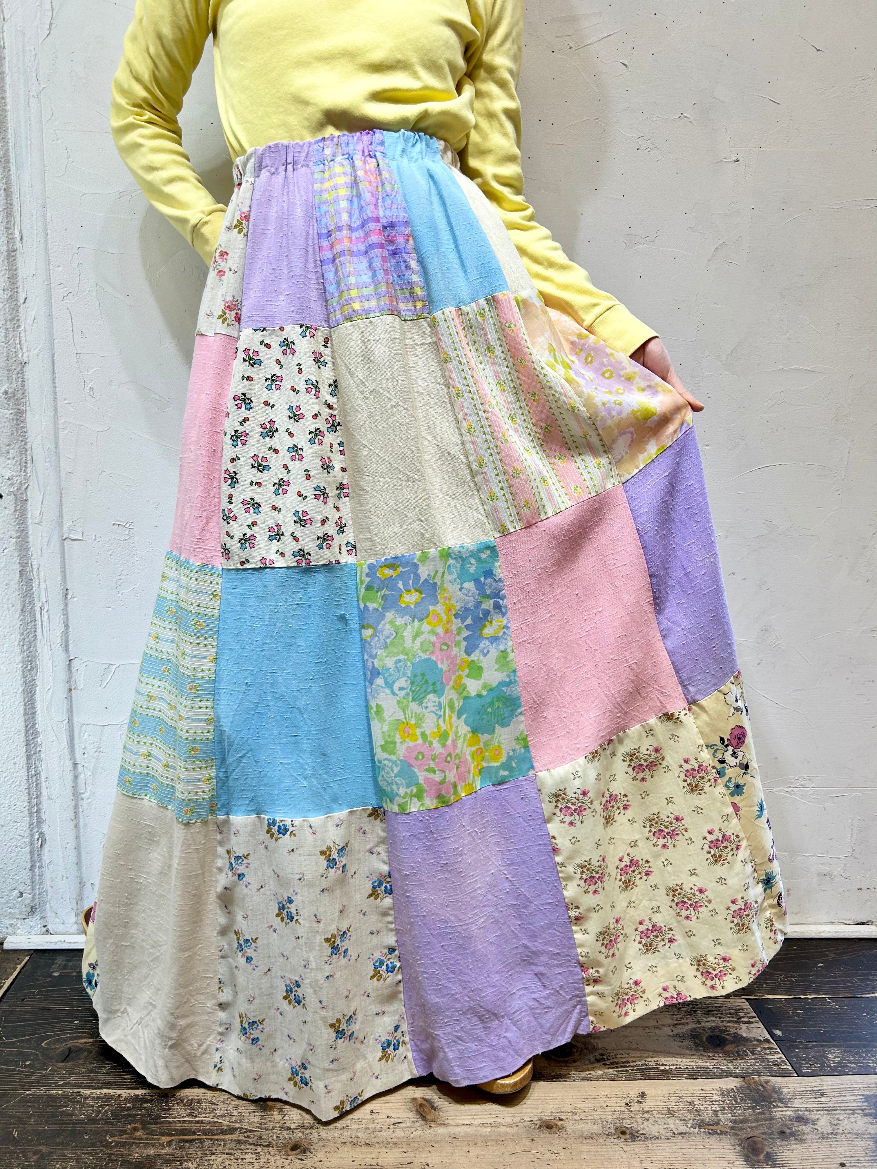 60s-'70s Vintage Patchwork Skirt 〜glen of michigan〜 [A25911