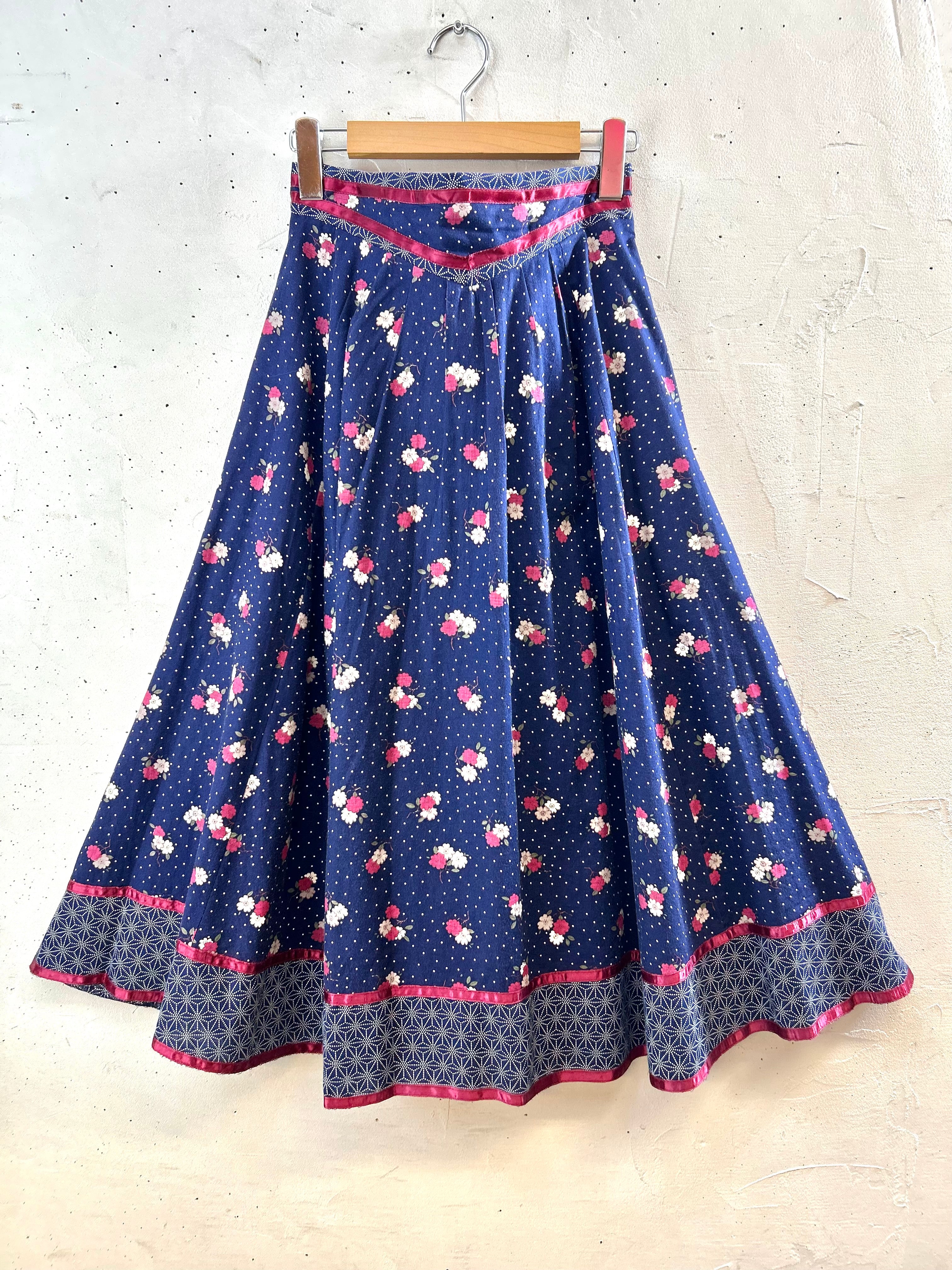 gunnies ヴィンテージ　スカート レディース 古着 70s USA製 GUNNIES 花 レース デザイン