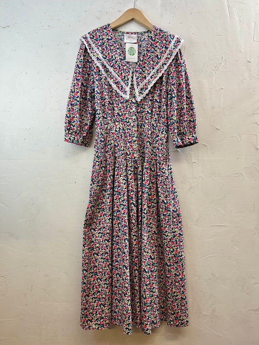 '80s Big Collar  Dress MADE IN USA [G30813]