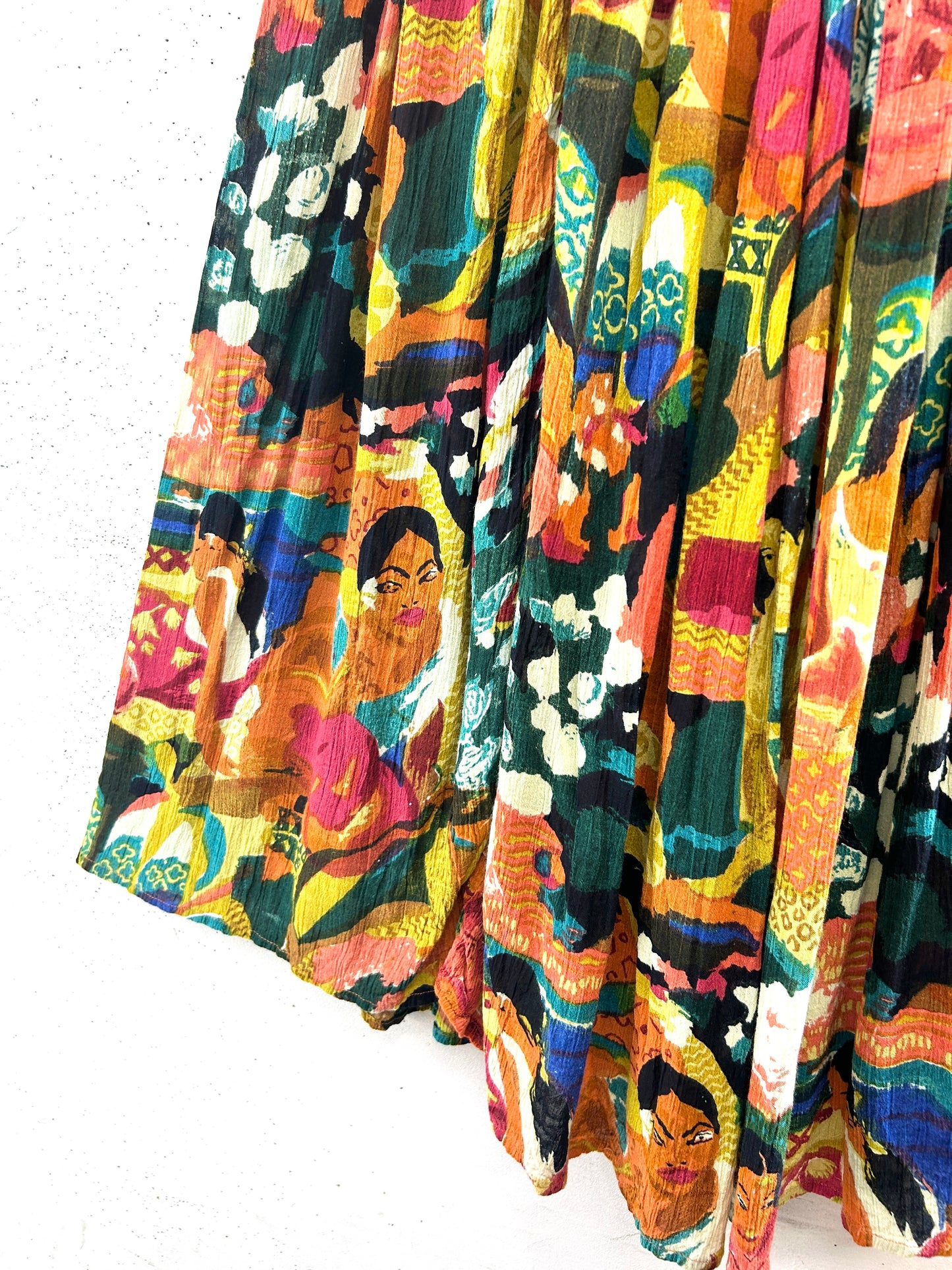 Vintage Rayon Skirt MADE IN INDIA [E32464]