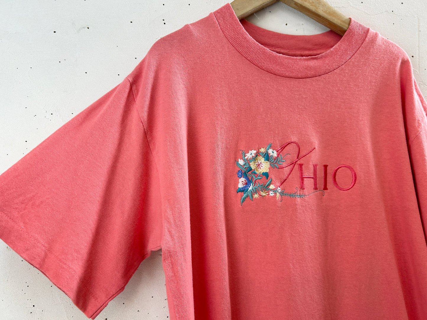 Vintage T SHIRT flower stitch [H30798]