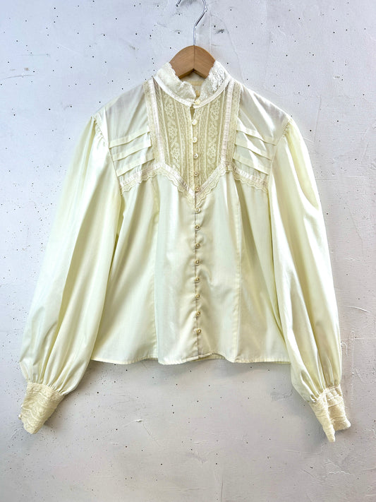'70s Vintage White Blouse [I30322]