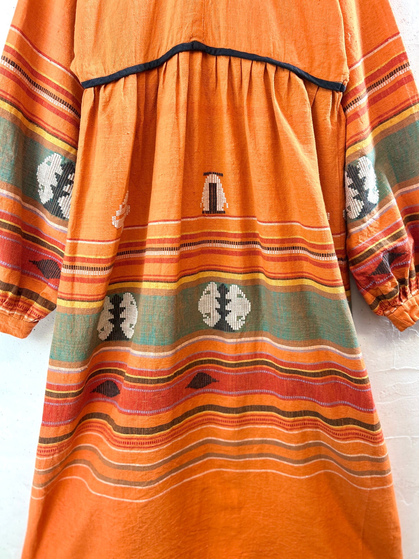 '70s Vintage Indian Cotton Dress MADE IN INDIA [H30978]