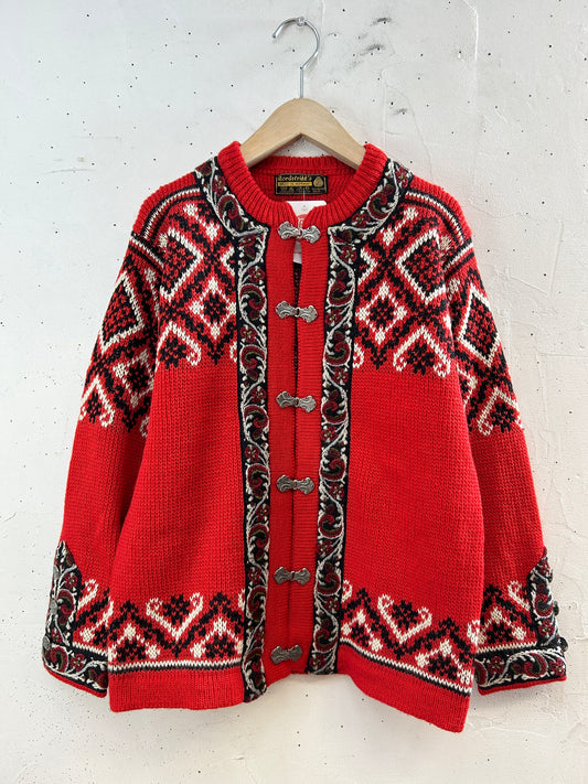 Vintage Nordic Knit Cardigan  MADE IN NORWAY [L29198]