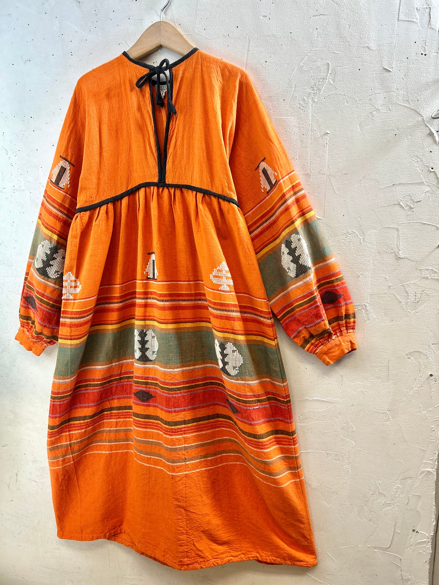 '70s Vintage Indian Cotton Dress MADE IN INDIA [H30978]