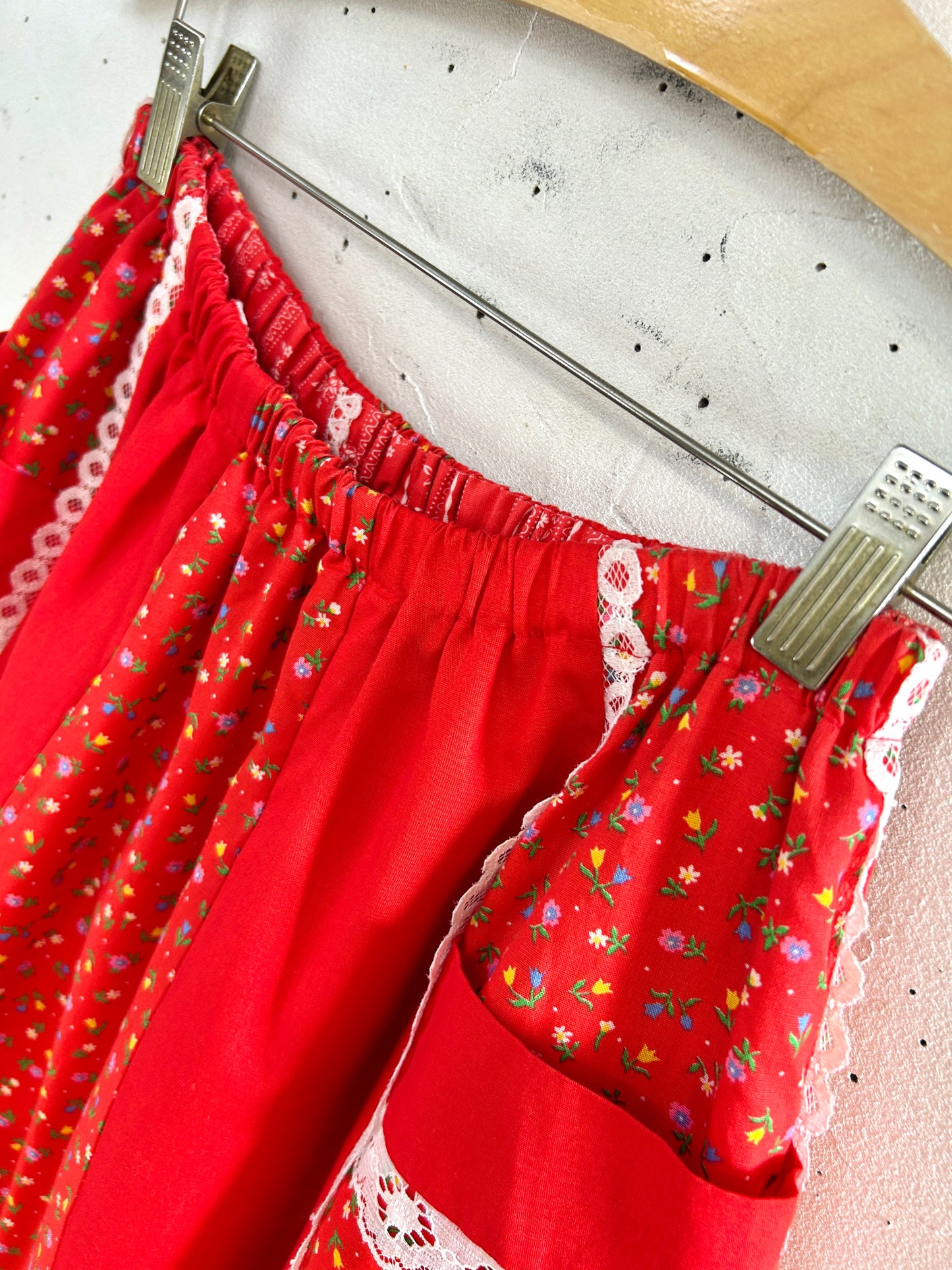’70s Vintage Reversible Patchwork Skirt 〜carefree fashions〜MADE IN USA[H33528]