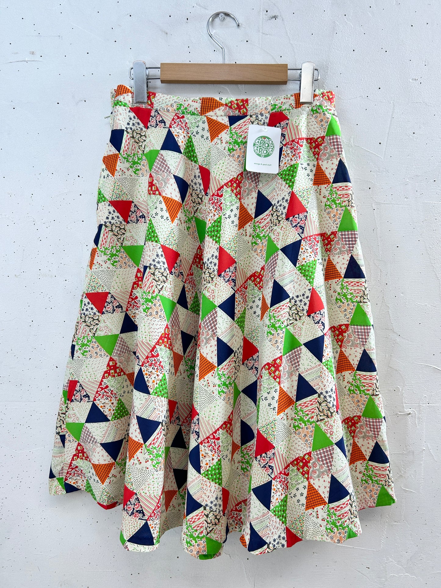 Vintage  '70s Patchiprint Skirt [H30916]