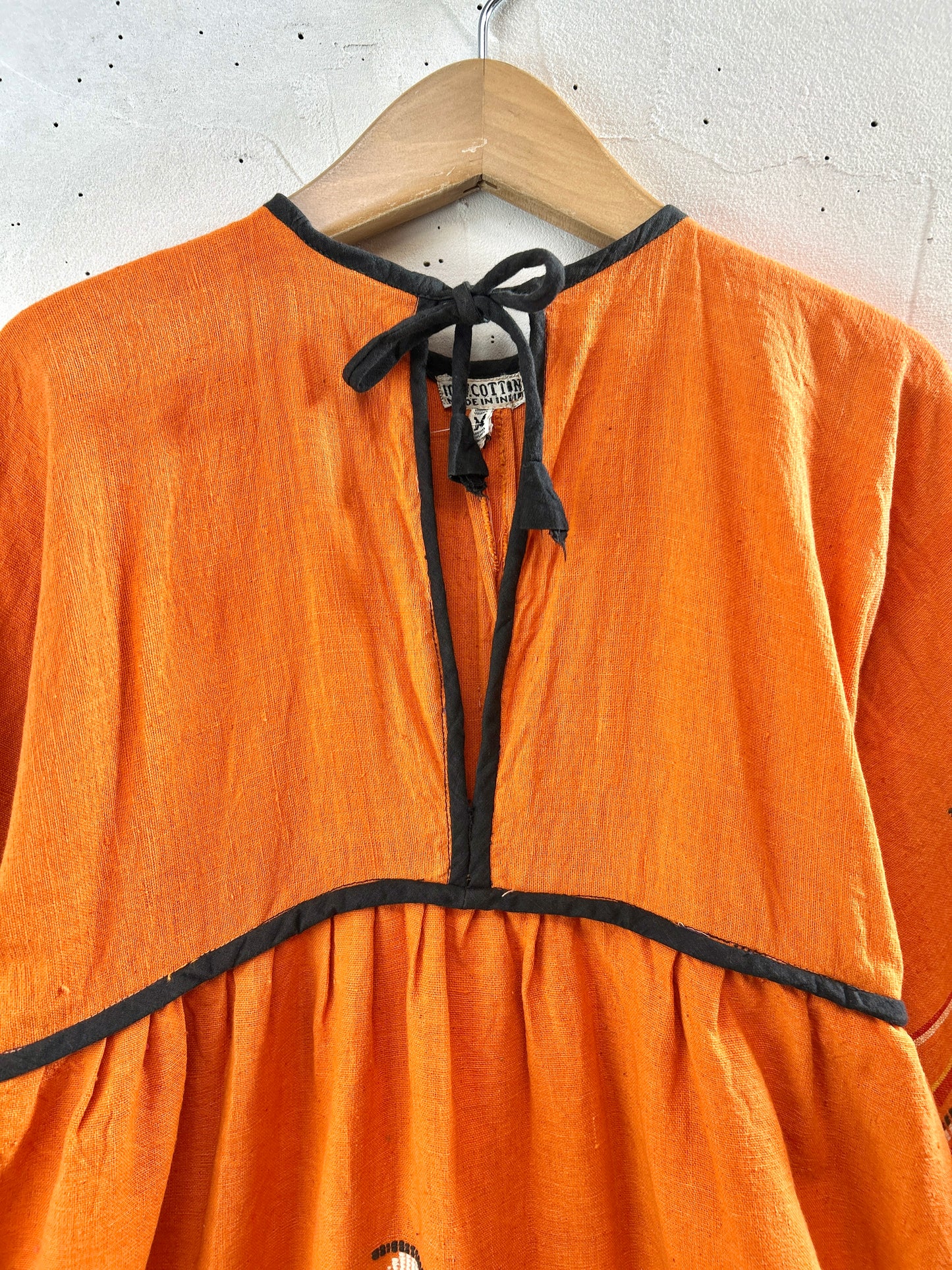 '70s Vintage Indian Cotton Dress MADE IN INDIA [H30978]