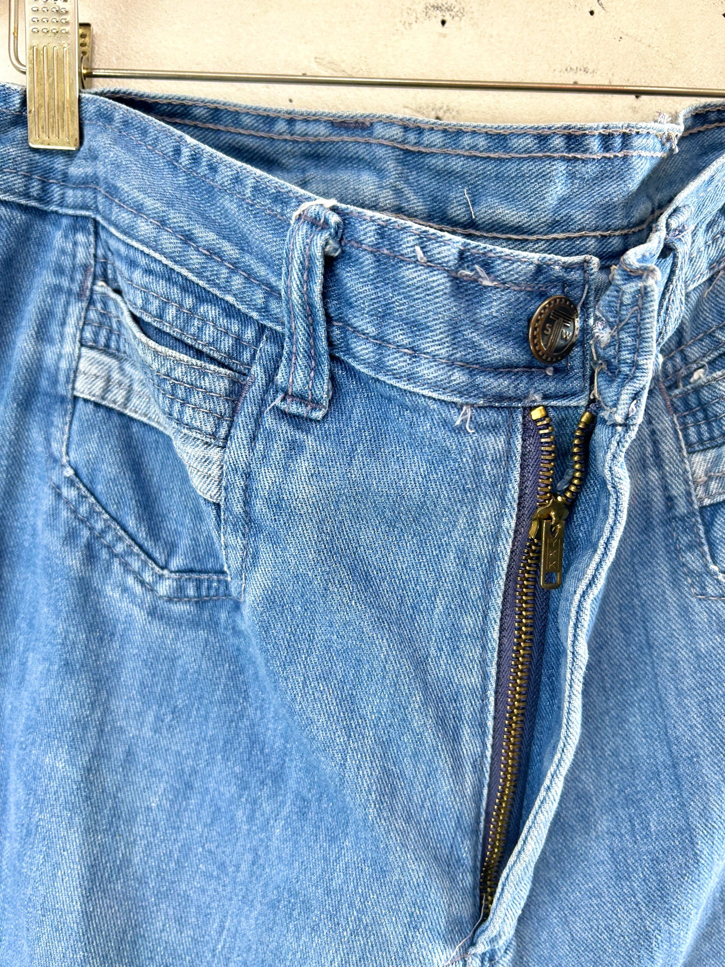 ’70s Vintage Denim Baggy Pants  [H33635]