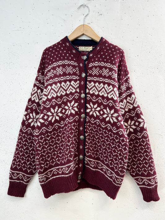 Vintage Nordic Knit Cardigan MADE IN USA 〜L.L.Bean〜 [I34015]