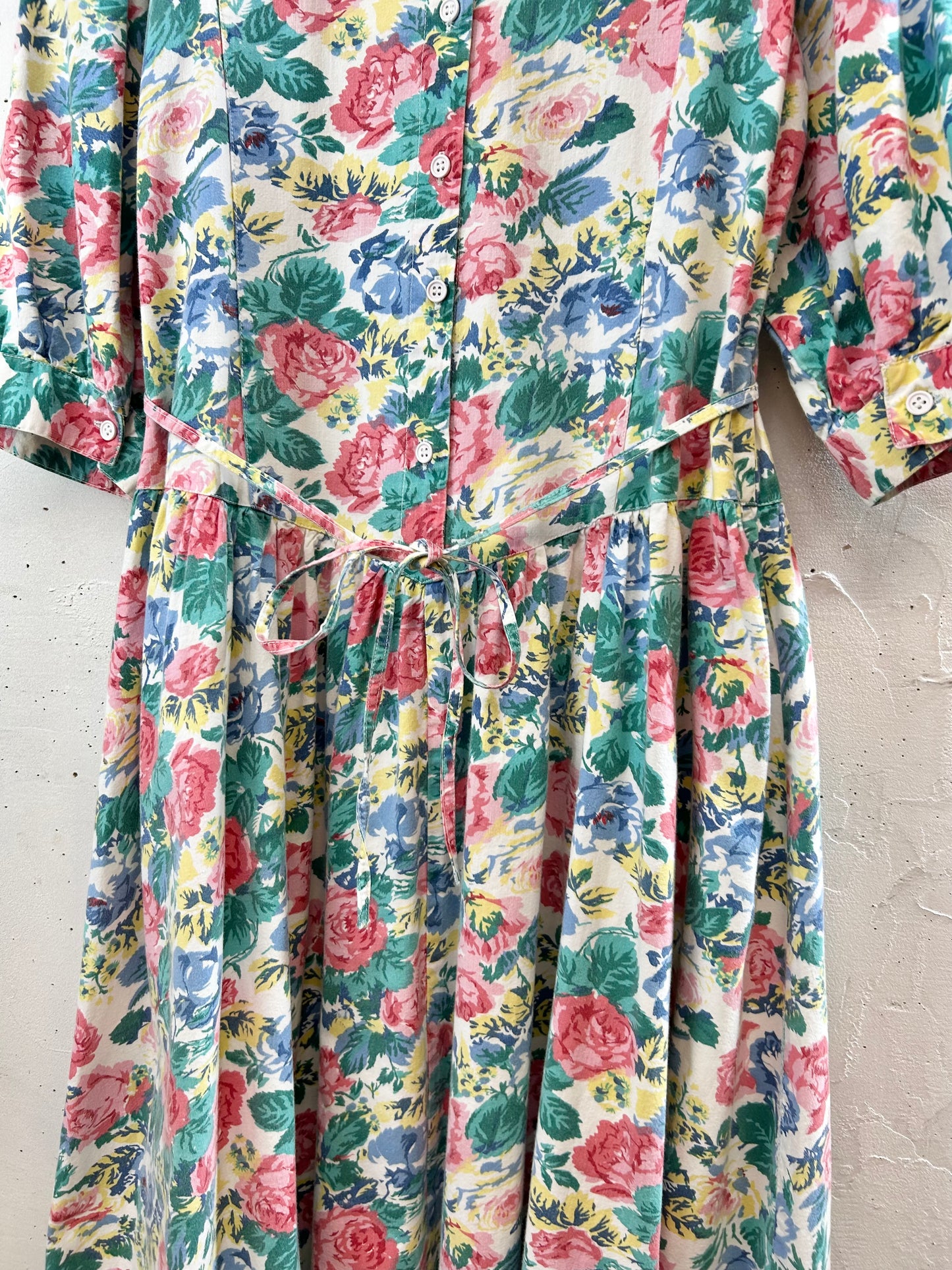 Vintage Indian Cotton Flower Dress [G30668]