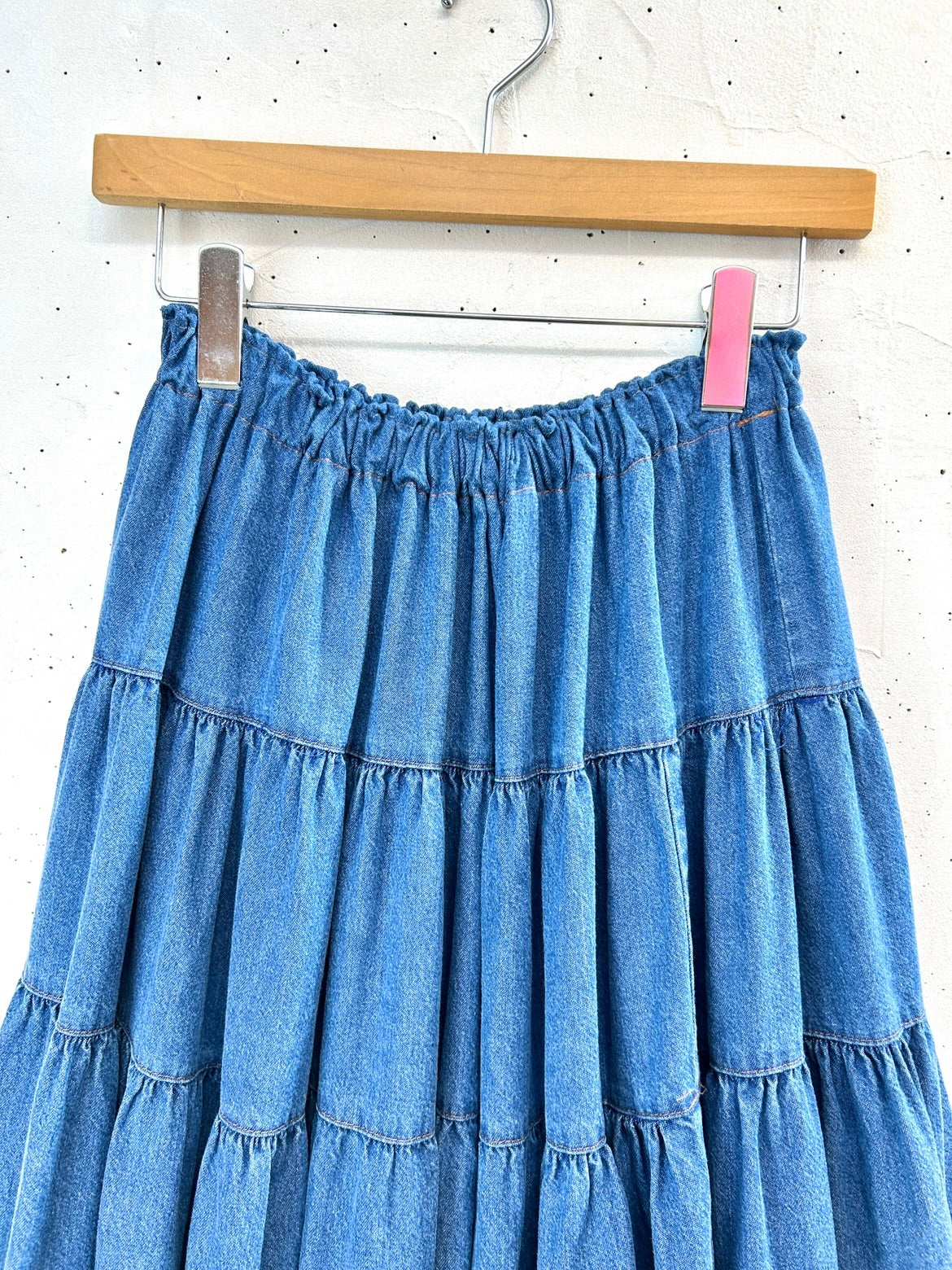 Vintage Denim Tiered Skirt 〜Made in USA〜 [C31901]