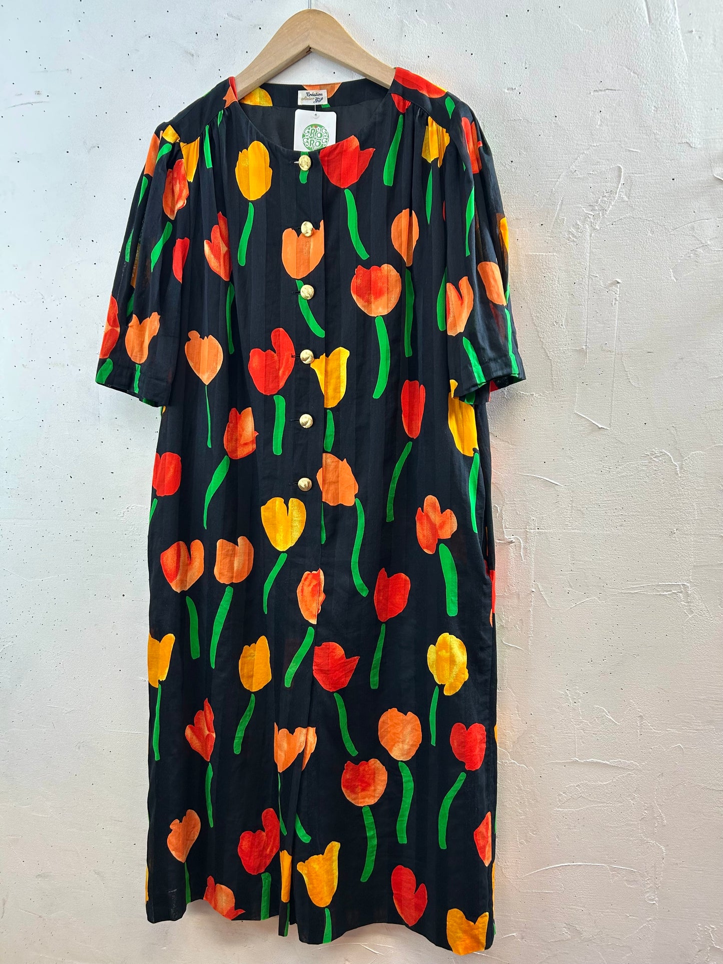 Vintage Tulip Pattern Dress MADE IN GERMANY [G30591]