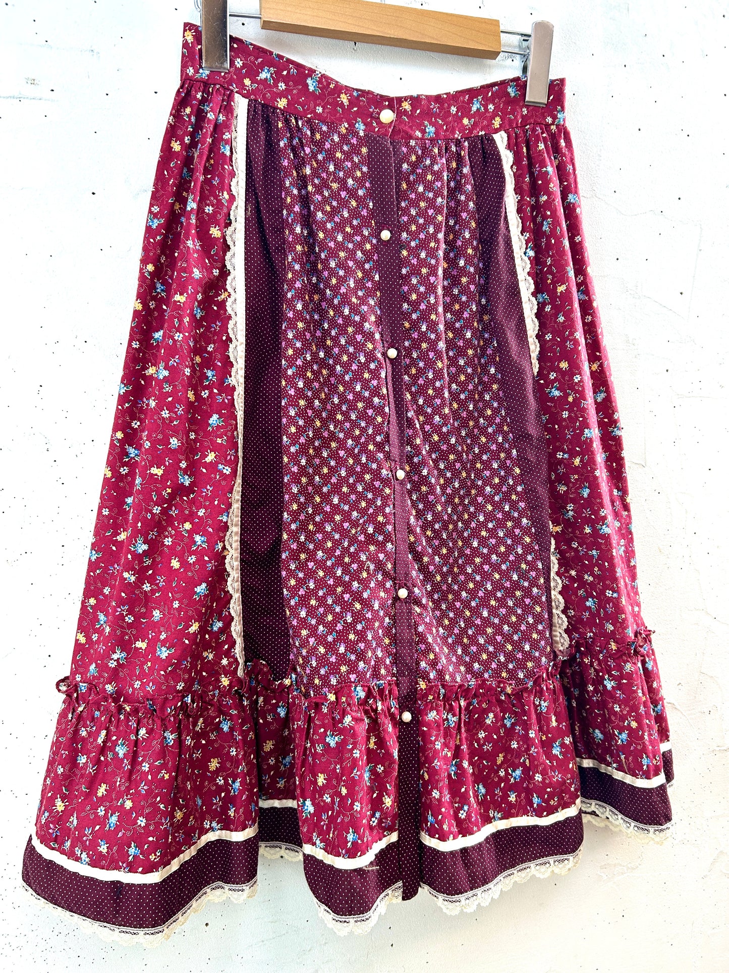 '70s Vintage flower Skirt [J30524]
