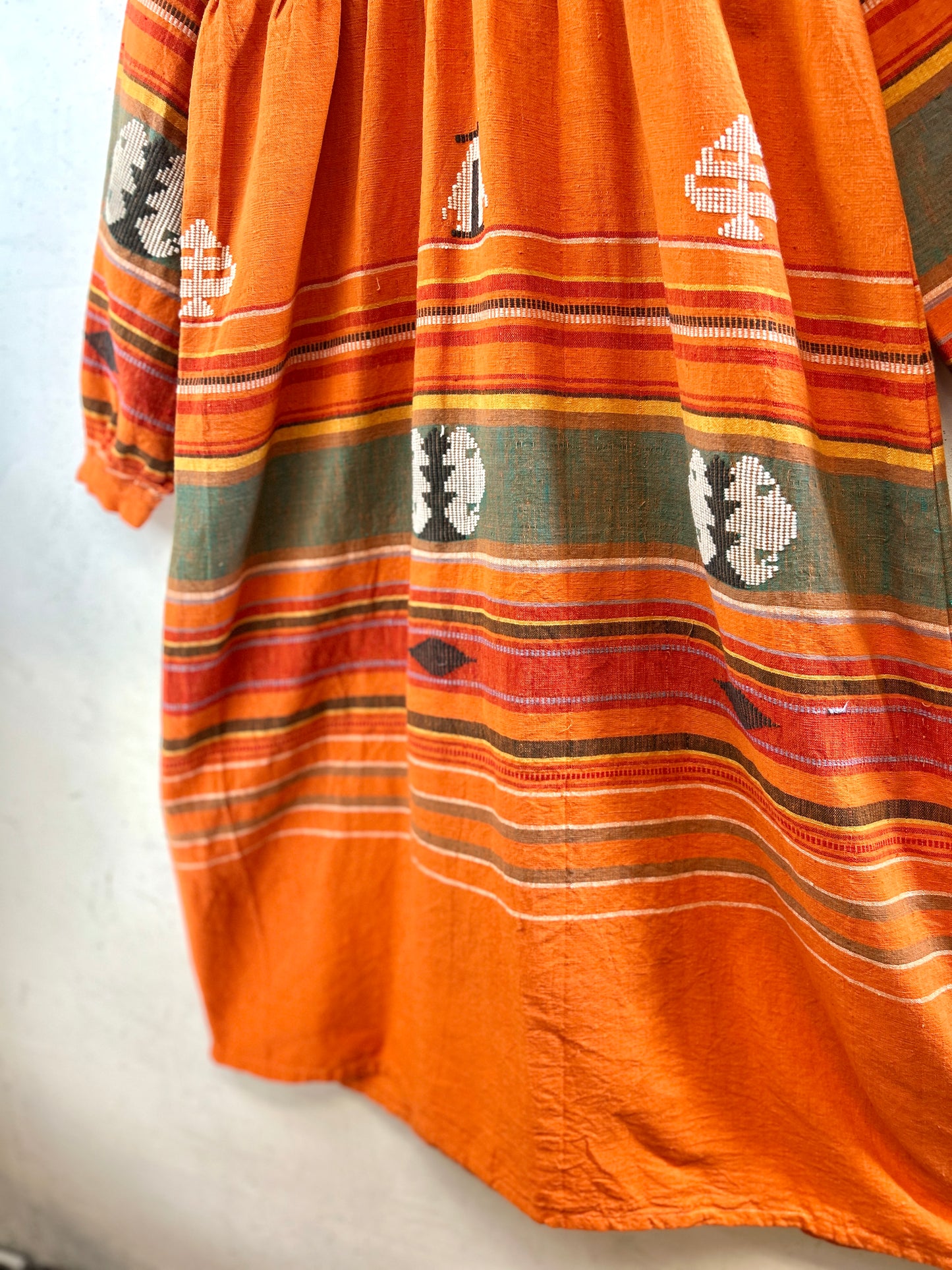 '70s Vintage Indian Cotton Dress MADE IN INDIA [H30978]