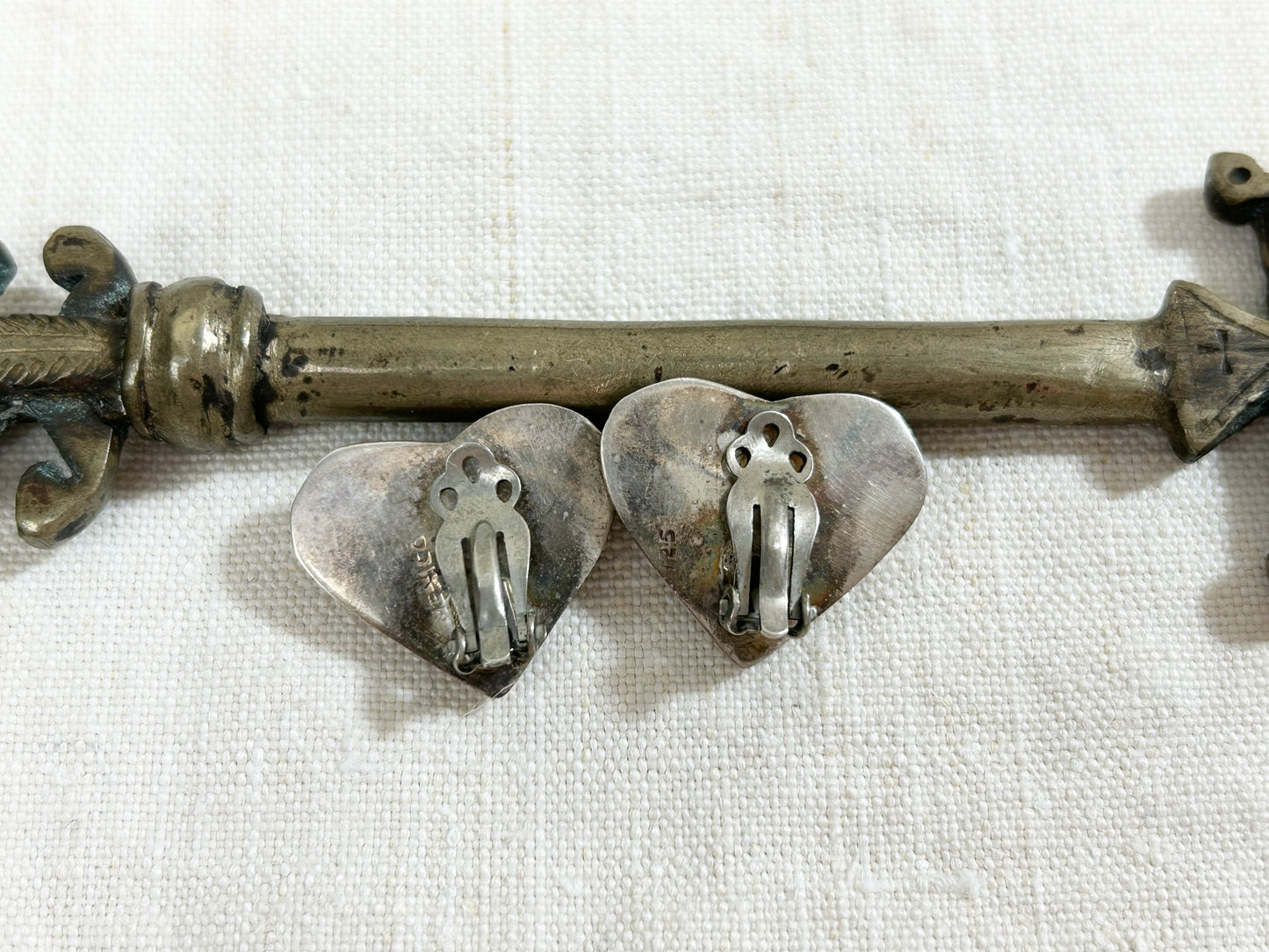 Vintage 925 Silver Heart Earrings (S) MADE IN MEXICO [I30262］