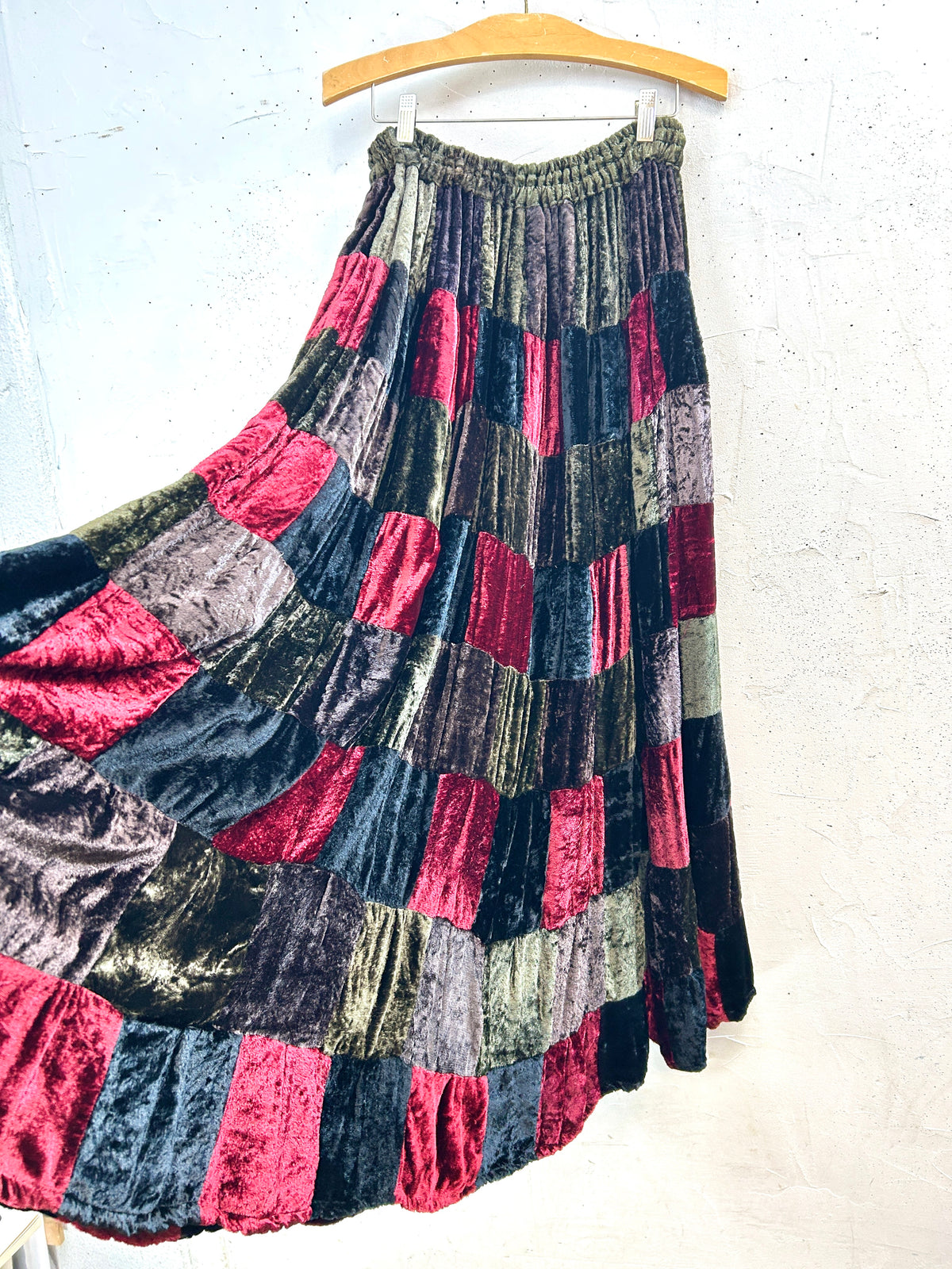 Vintage Patchwork Velor Skirt [J32443]