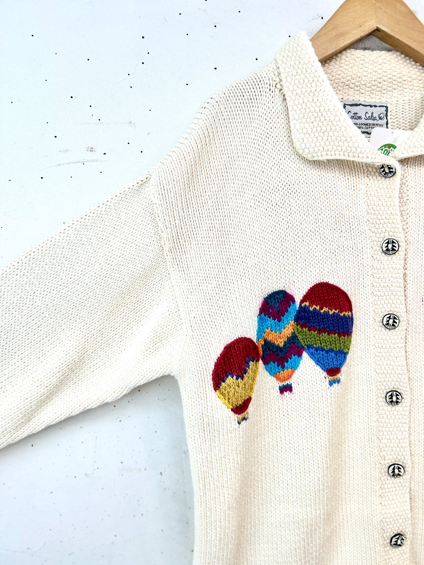 Vintage Knit Cardigan HAND MADE IN PERU [B31561]