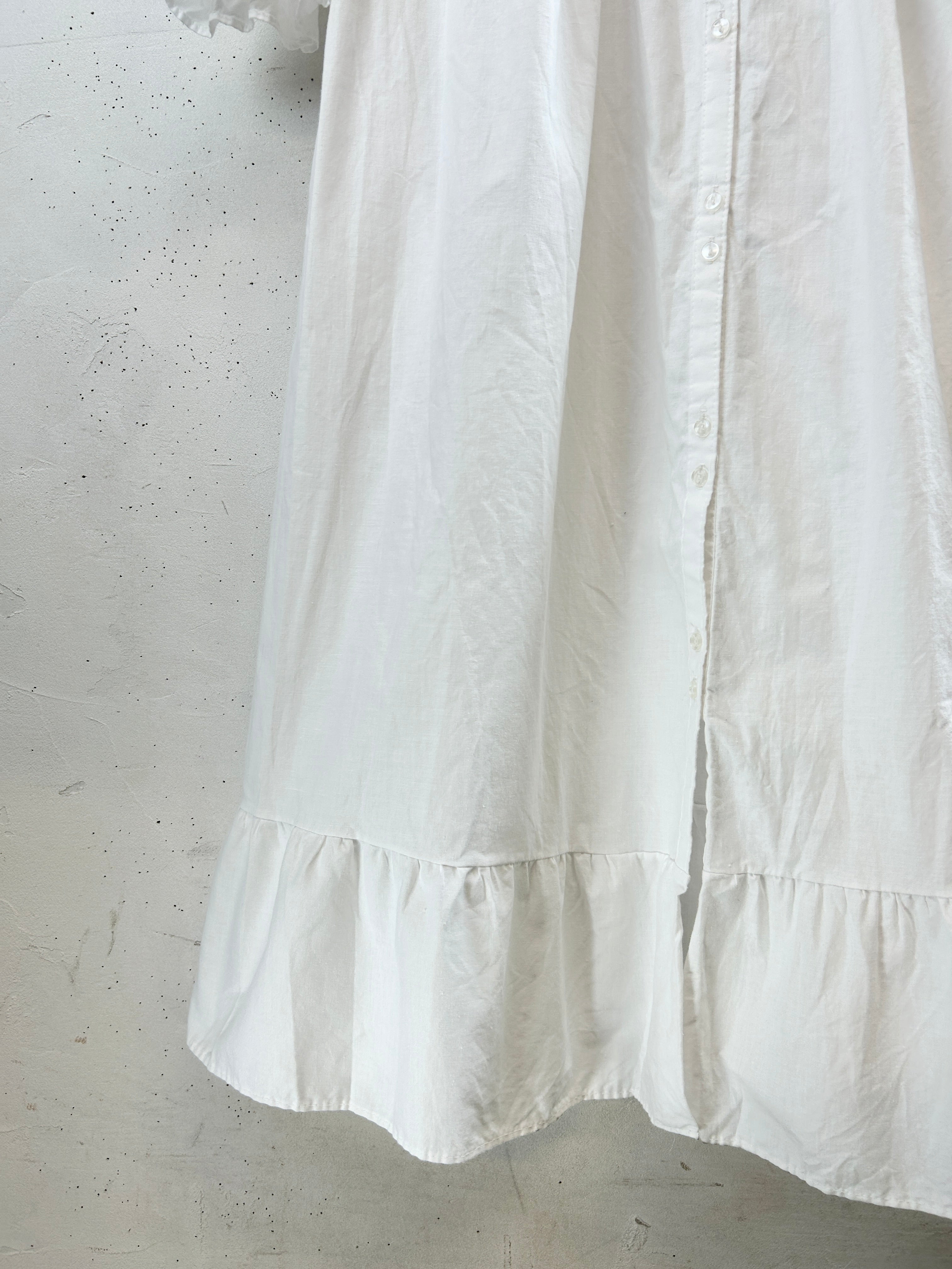 80's⭐️ヴィンテージ フォーマル ドレス ワンピース 9号 オフホワイト Vintage White Dress [H30889] – GROGGROG