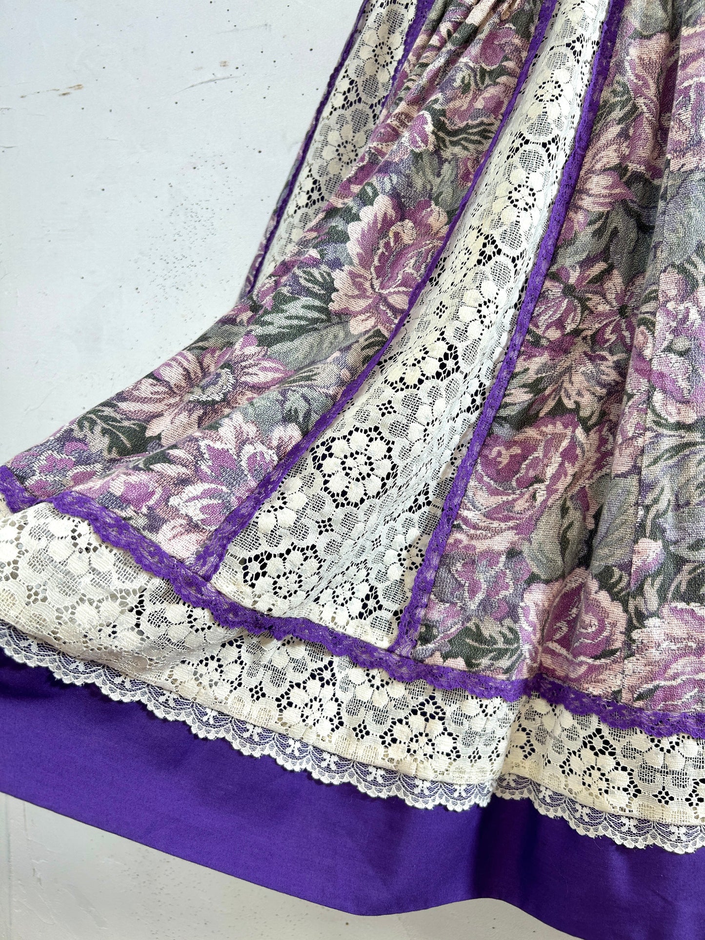 ’70s Vintage Patchwork Skirt 〜carefree fashions〜MADE IN USA[H33529]