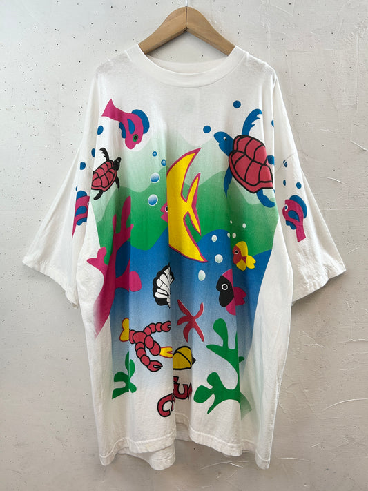 Vintage T SHIRT CANCUN Tropical Fish [H30835]