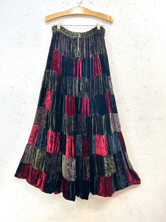 Vintage Patchwork Velor Skirt [J32443]