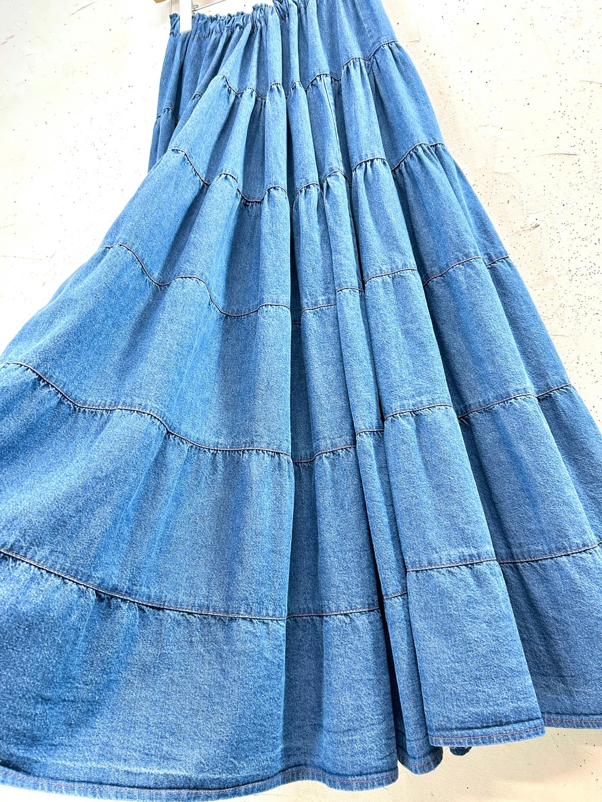 Vintage Denim Tiered Skirt 〜Made in USA〜 [C31901]