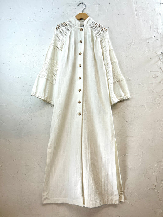 '70s Vintage White Dress 〜Via!〜 MADE IN USA [I30362]
