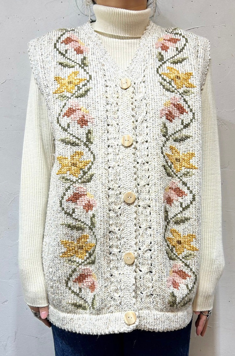 Vintage Cotton Knit Vest [L25857]