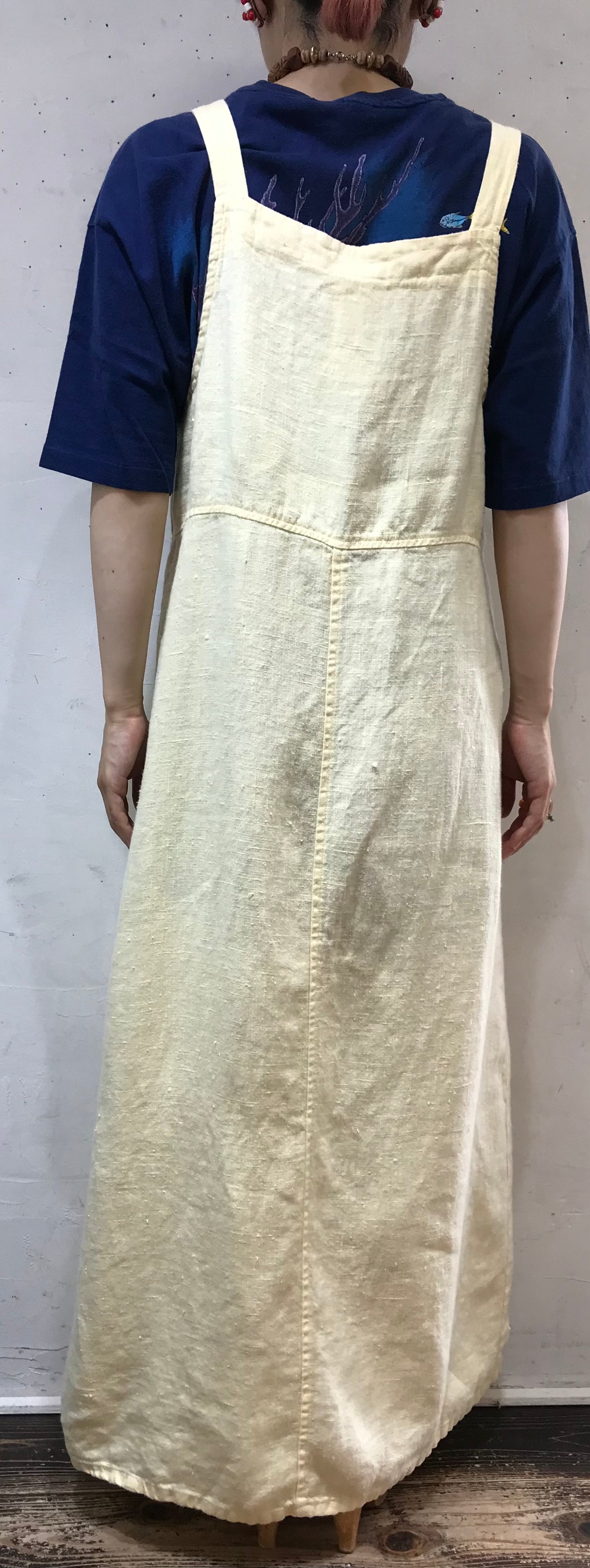 Vintage Linen Dress MADE IN USA[G24524]