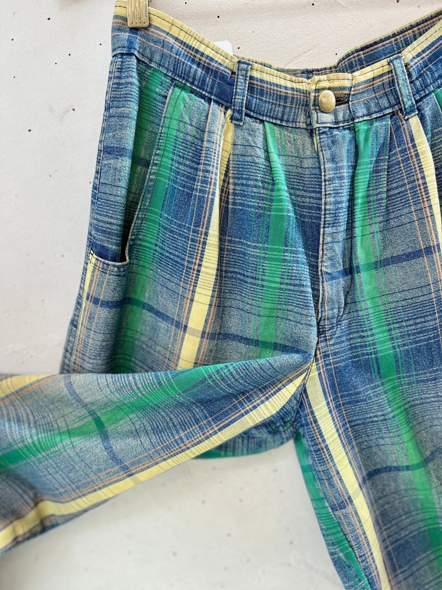 Vintage Plaid Denim Pants [J30559]