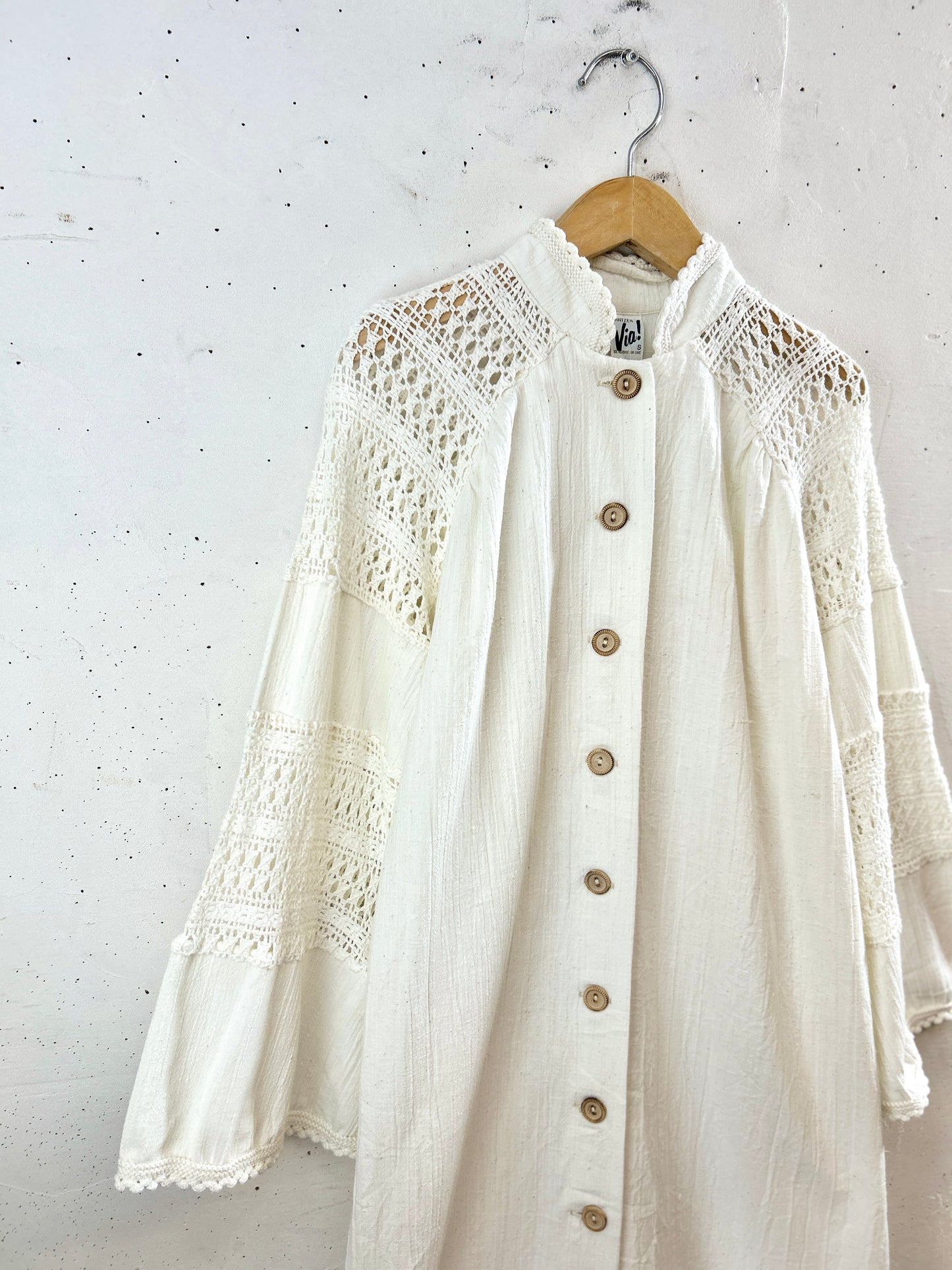 '70s Vintage White Dress 〜Via!〜 MADE IN USA [I30362]