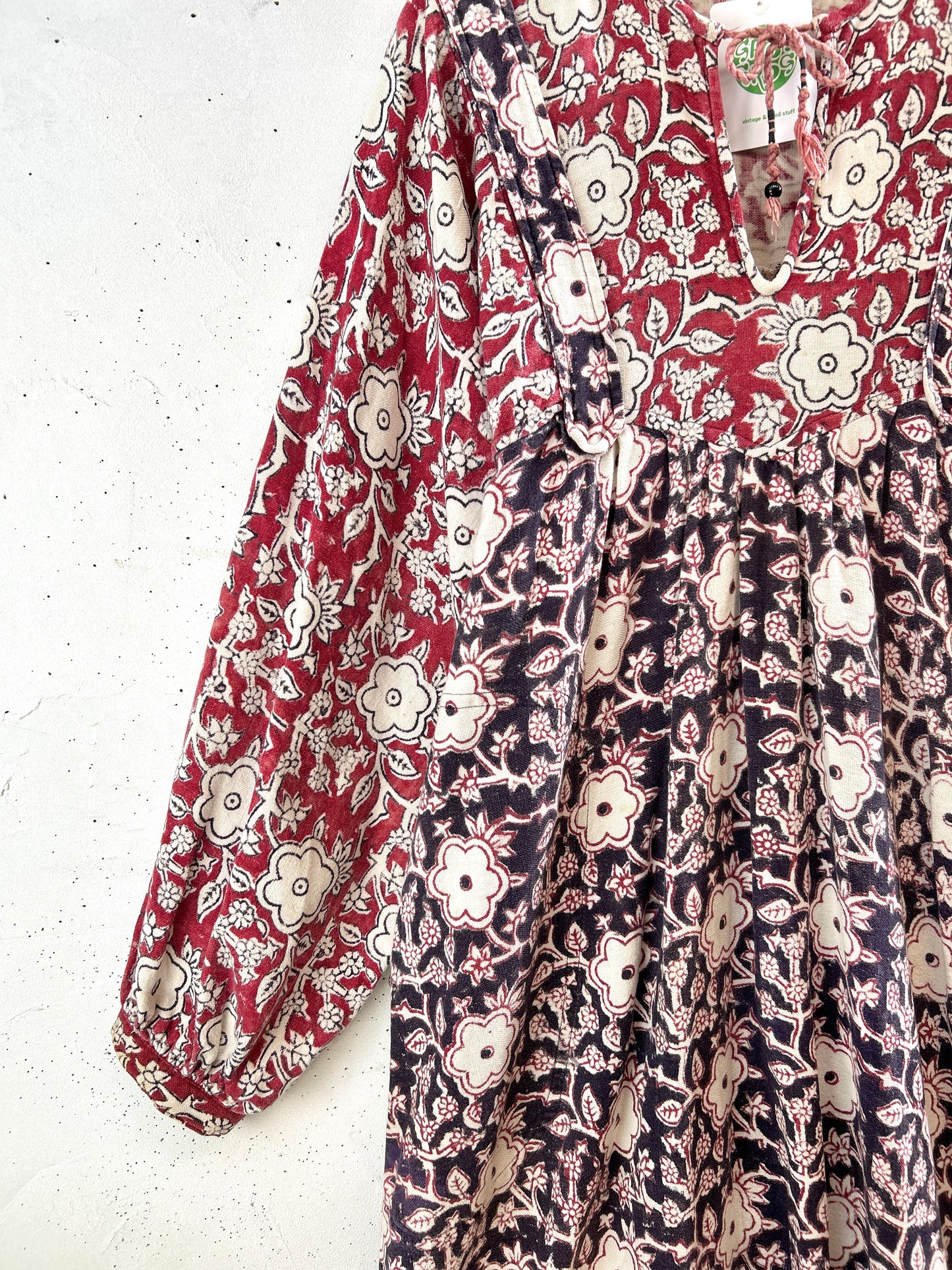 Vintage Block Print Dress [K30712]
