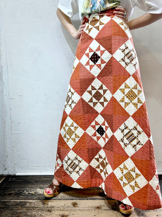 '70s Vintage Quilting Skirt [H24765]