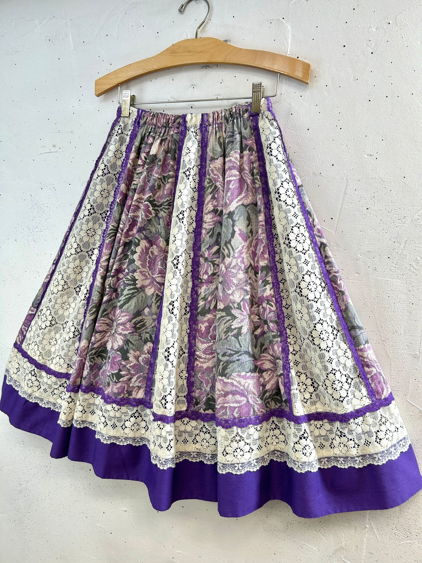 ’70s Vintage Patchwork Skirt 〜carefree fashions〜MADE IN USA[H33529]