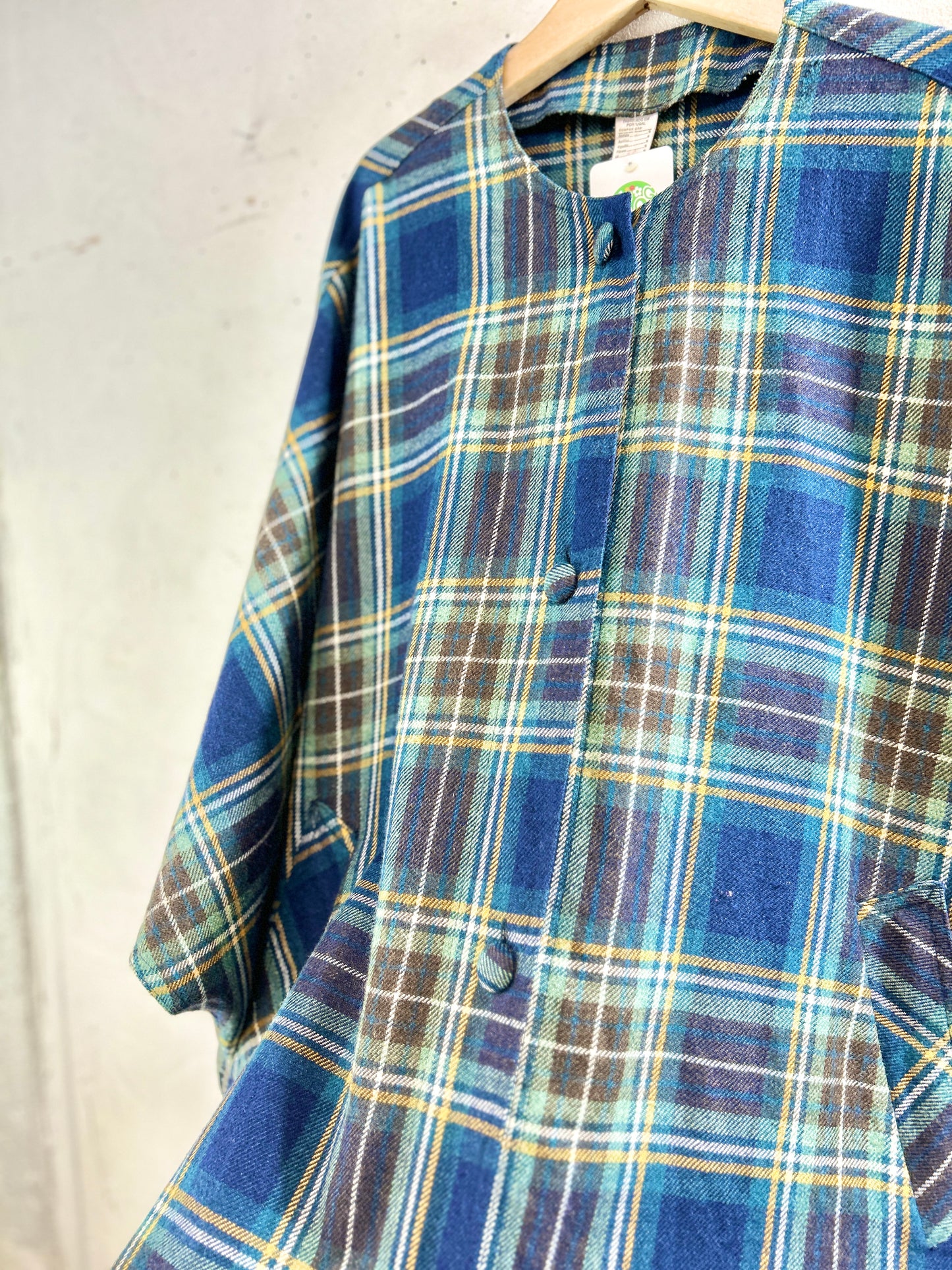 Vintage plaid Poncho  [K30804]