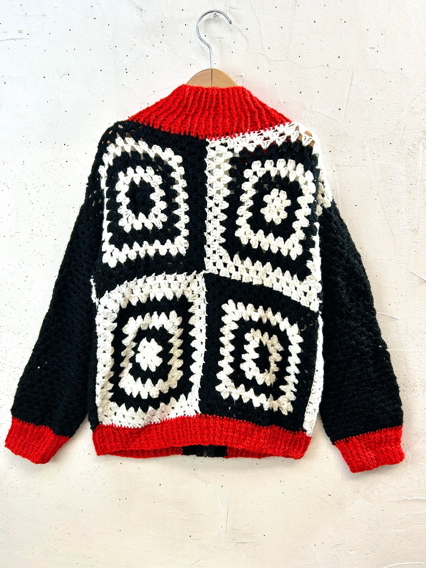 Vintage Granny Square Knit Cardigan [K80883]