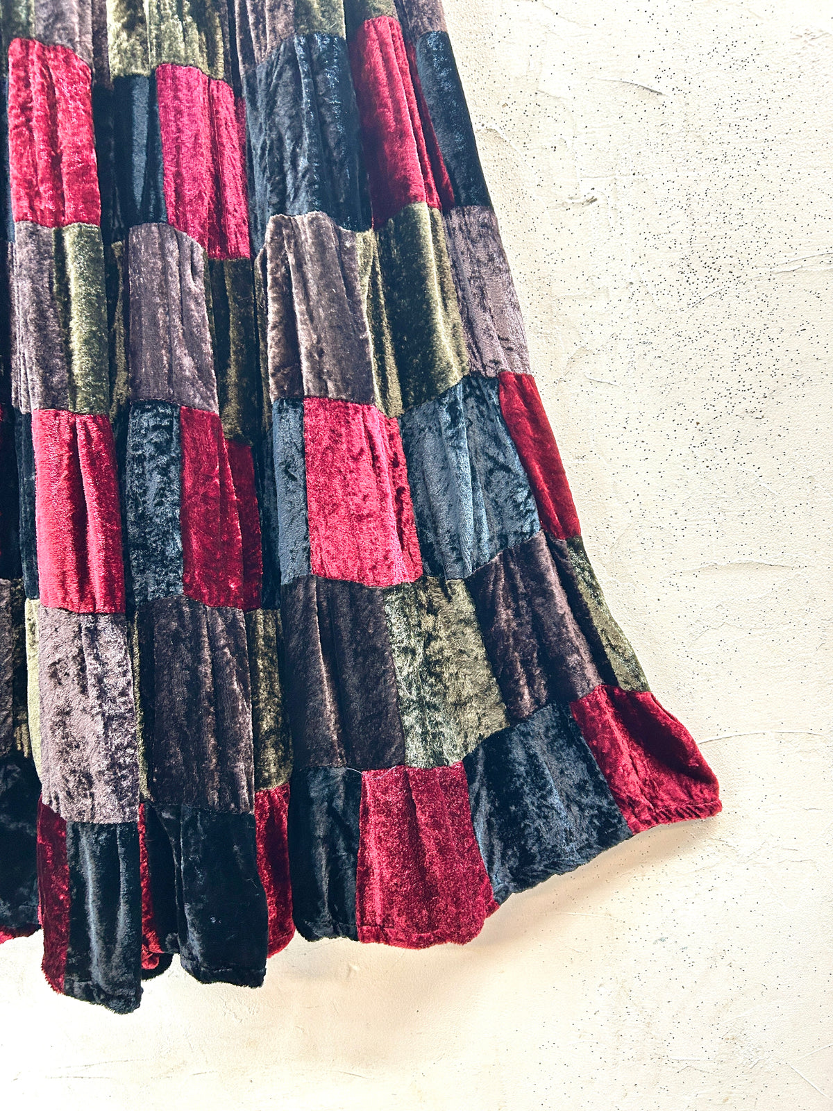 Vintage Patchwork Velor Skirt [J32443]