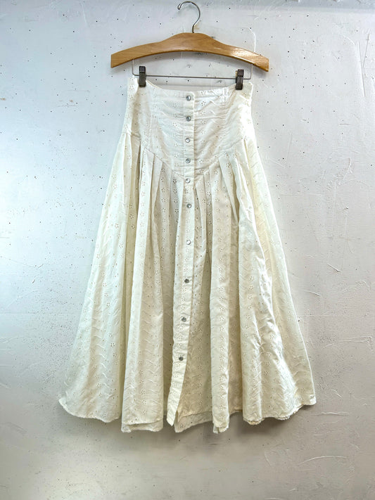 Vintage Cutwork Embroidery Skirt [D32227]