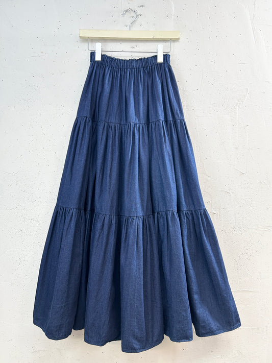 Vintage Denim Tiered Skirt [G33253]