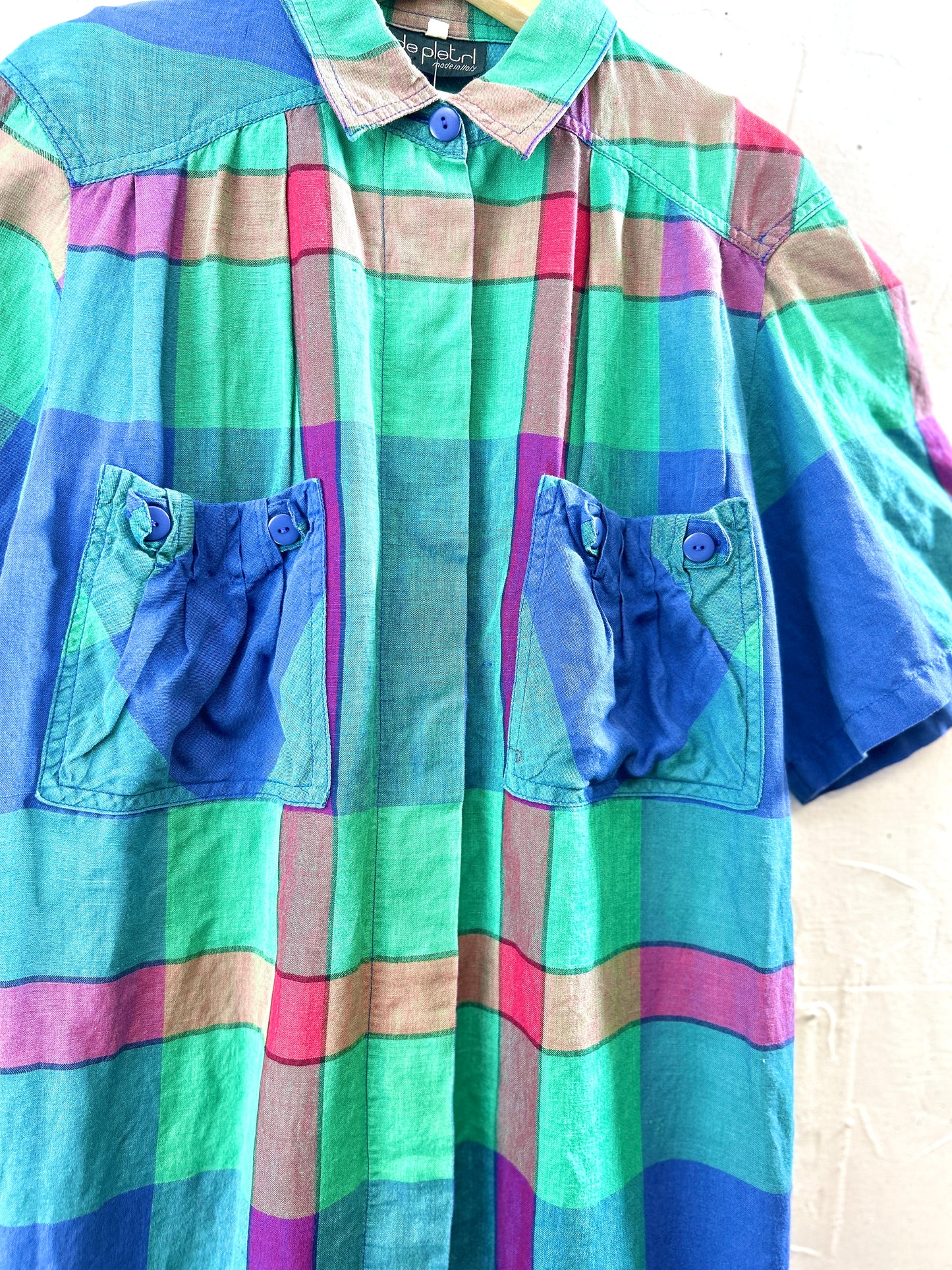 Vintage Plaid Dress MADE IN ITALY [H30979]