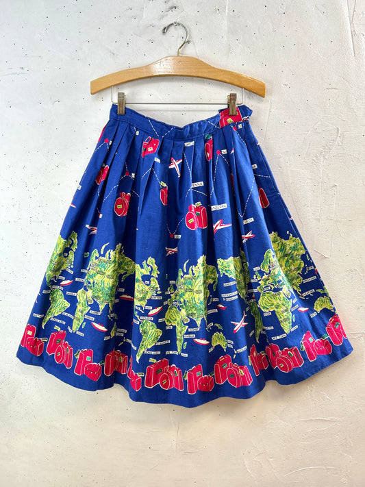 '70s Vintage End Pattern Skirt [I30178]