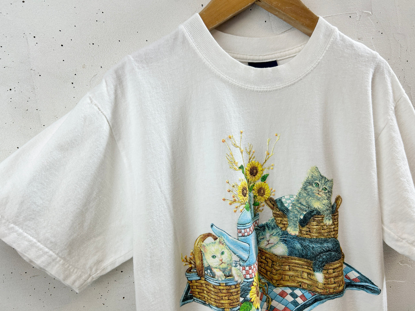 Vintage T SHIRT Cat and Sunflower [H30827]