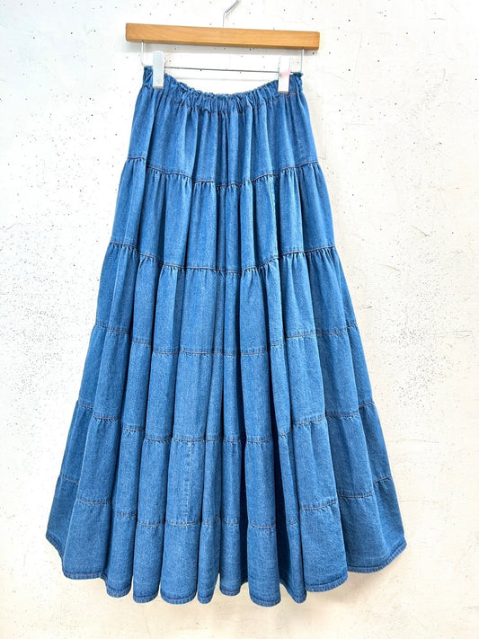 Vintage Denim Tiered Skirt 〜Made in USA〜 [C31901]