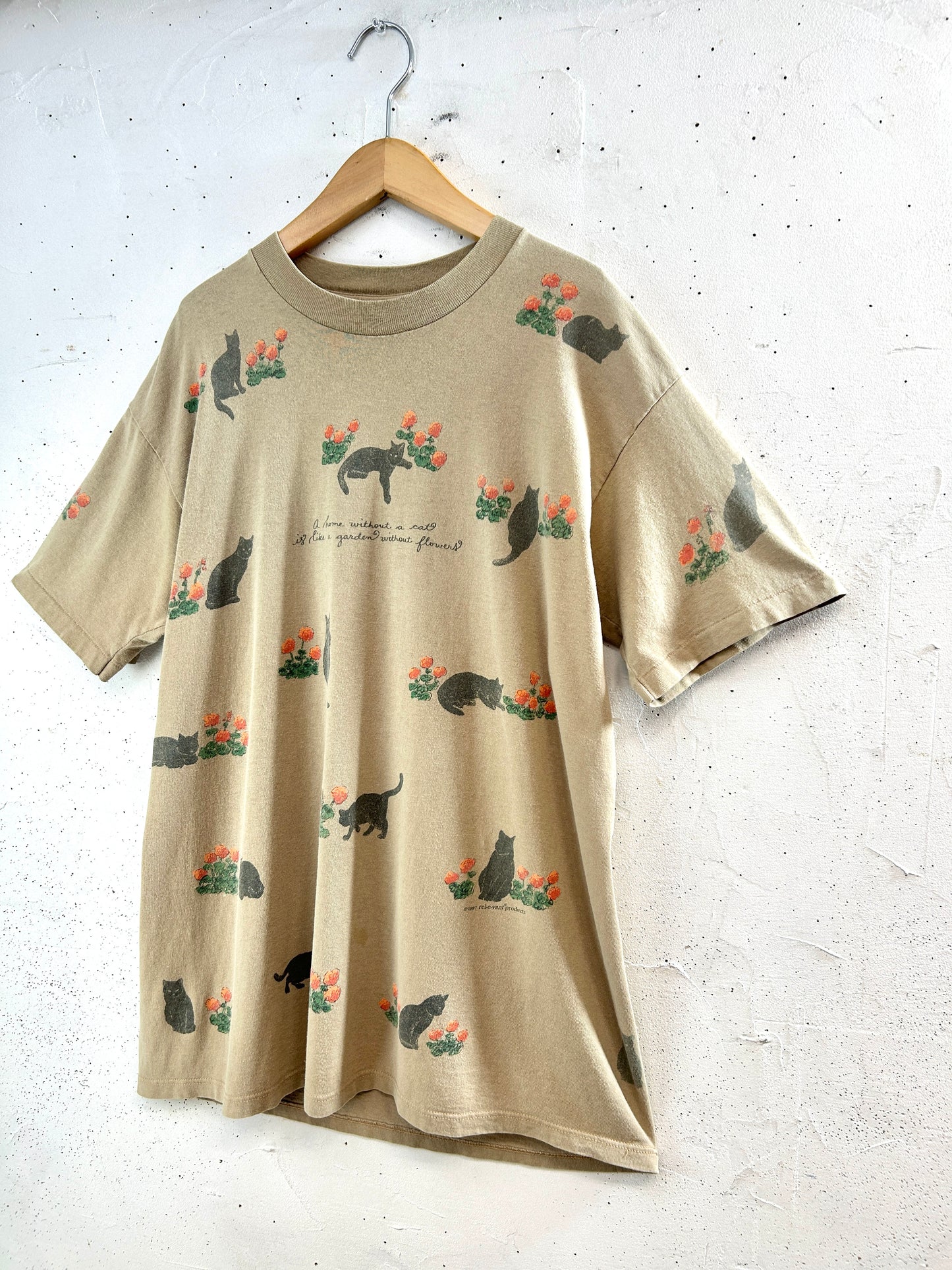 ’90s Vintage Full Print T-Shirt 〜rel.e.vant products〜 MADE IN USA [F32853]