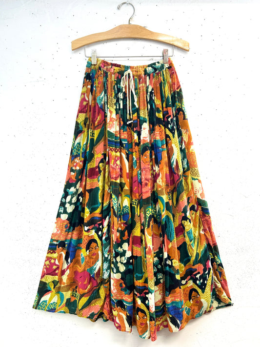Vintage Rayon Skirt MADE IN INDIA [E32464]