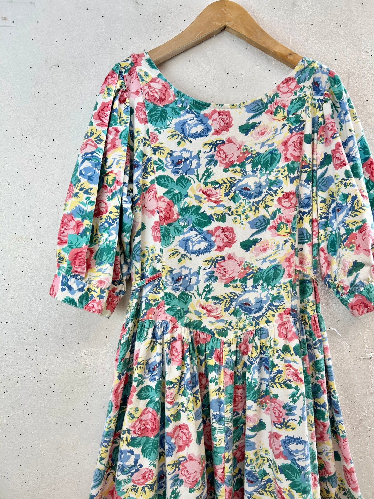 Vintage Indian Cotton Flower Dress [G30668]