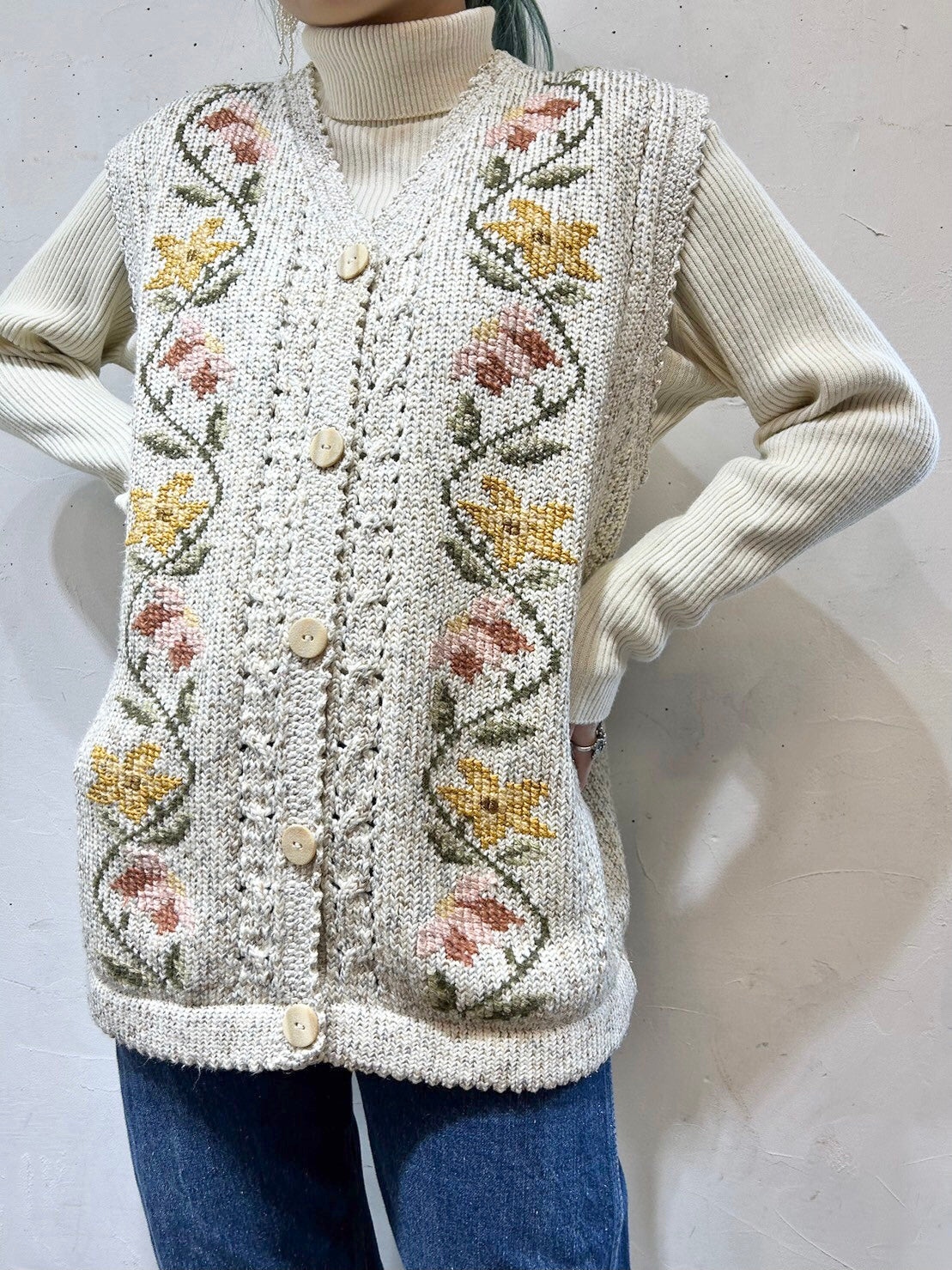 Vintage Cotton Knit Vest [L25857]