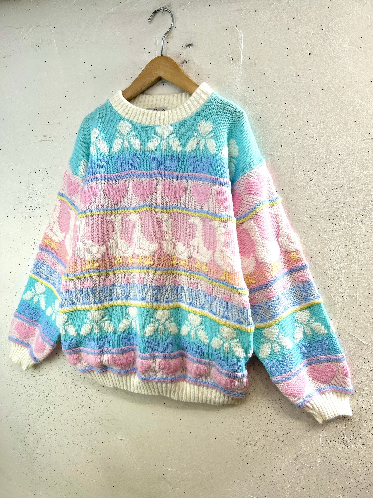 '80sVintage Fancy Knit Sweater MADE IN USA [H33646]