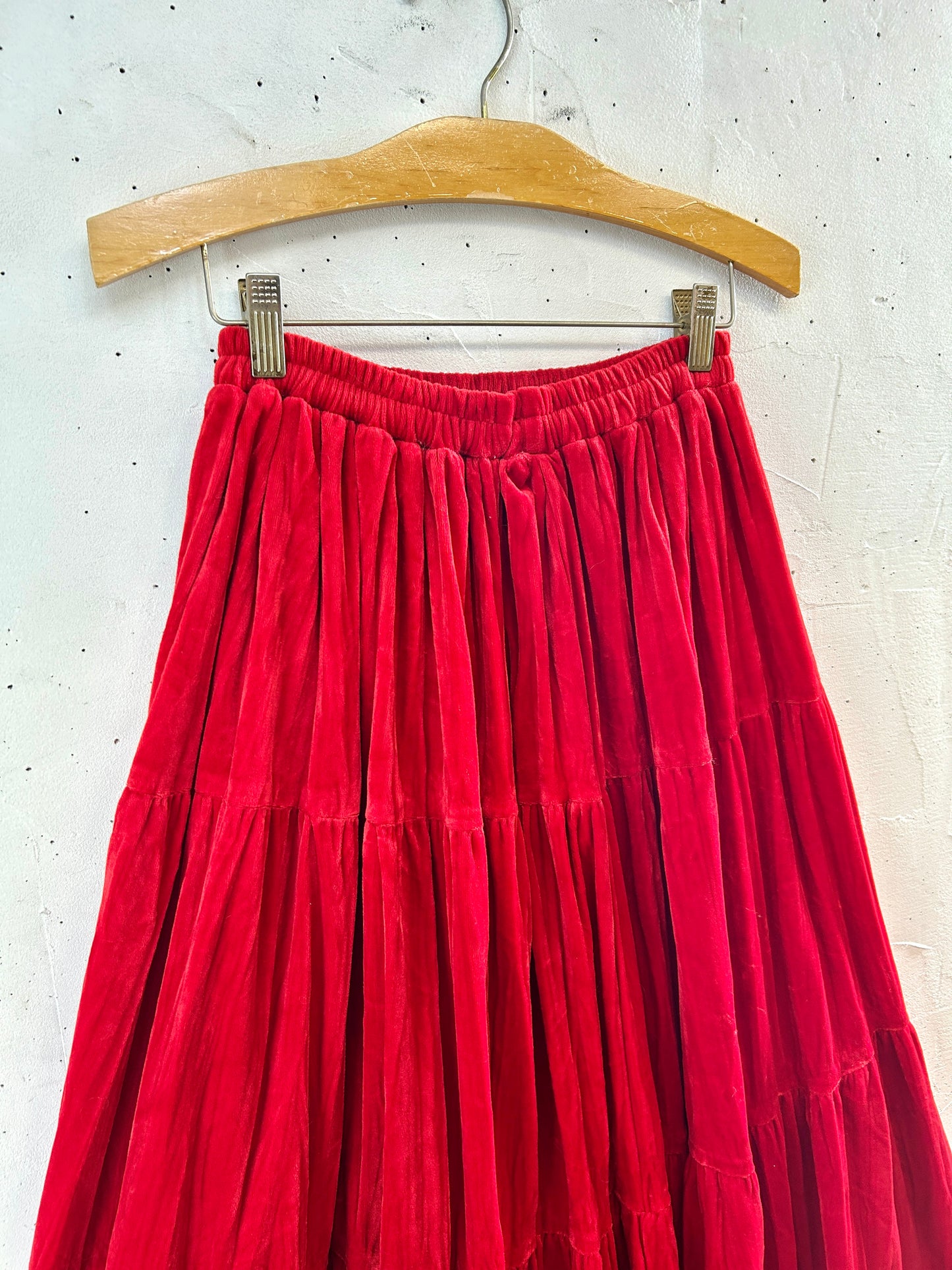 Vintage Tiered Velour Skirt MADE IN USA [K30769]